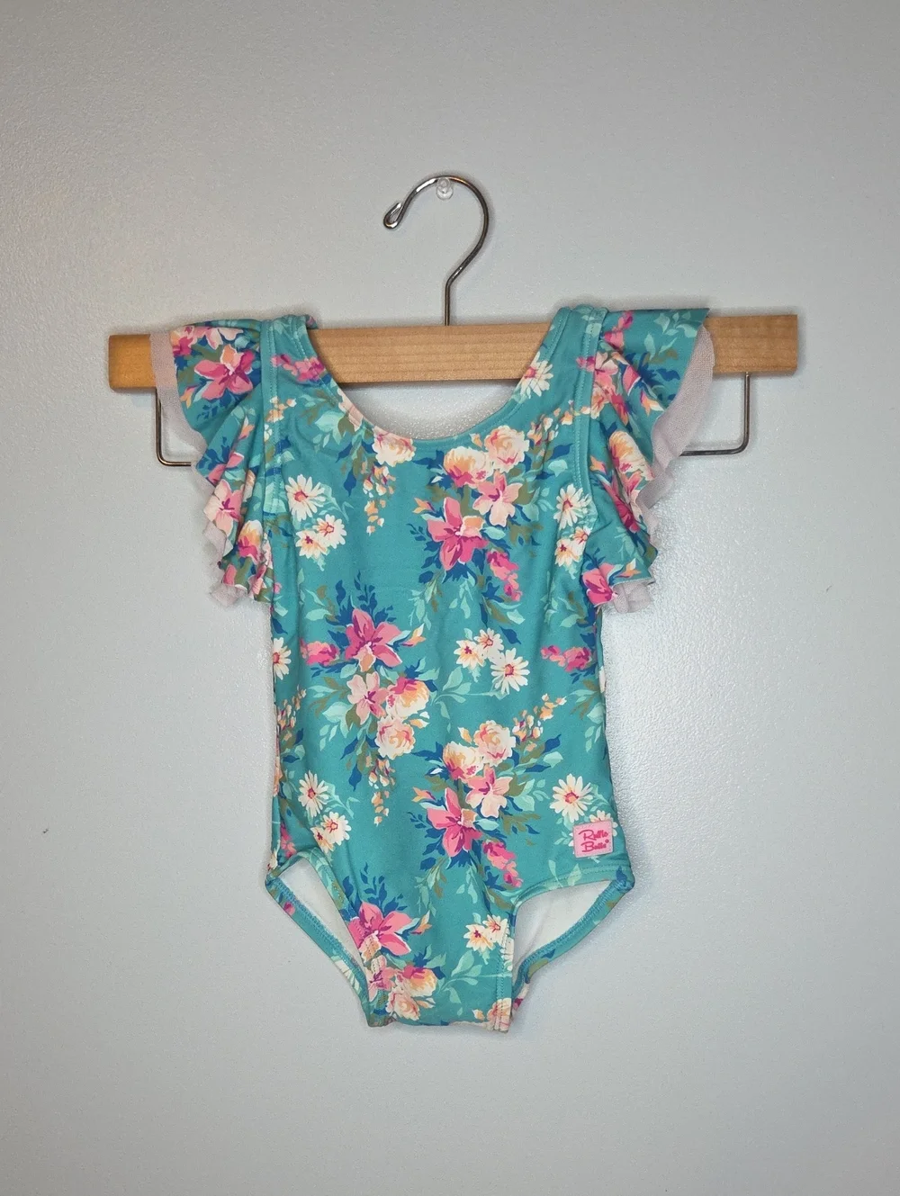 Ruffle Butts Size 12-18m Floral Swimsuit Fancy ME Floral Green Pink Floral